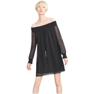 ZARA Plumetis Off Shoulder Tassel Dress